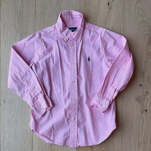 Polo by Ralph Lauren Pink & White Striped Button-Down Dress Shirt